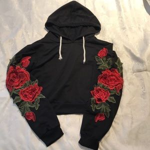 Cropped rose hoodie